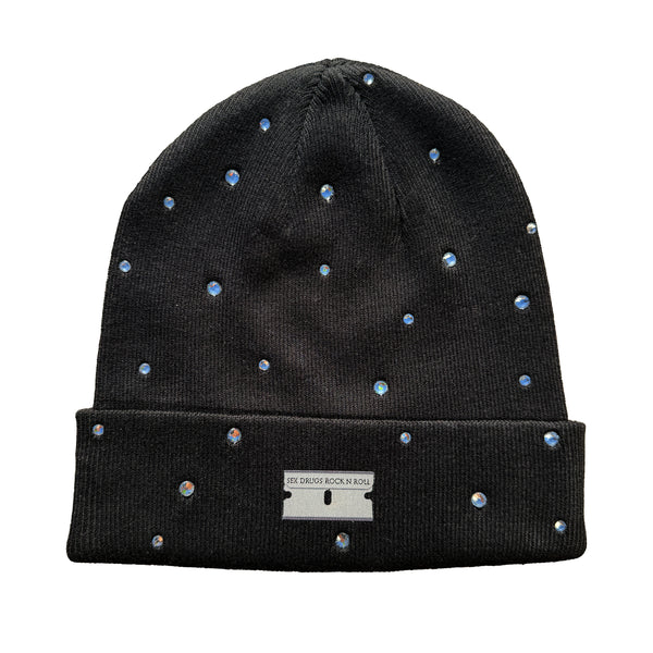 RAZOR BLADE BEANIE WITH RHINESTONES