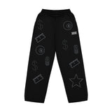 RHINE-STONED WIDE LEG JOGGERS