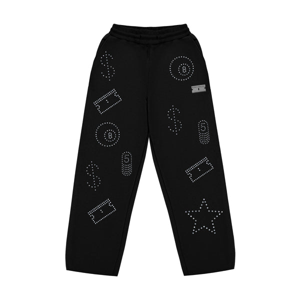 RHINE-STONED WIDE LEG JOGGERS
